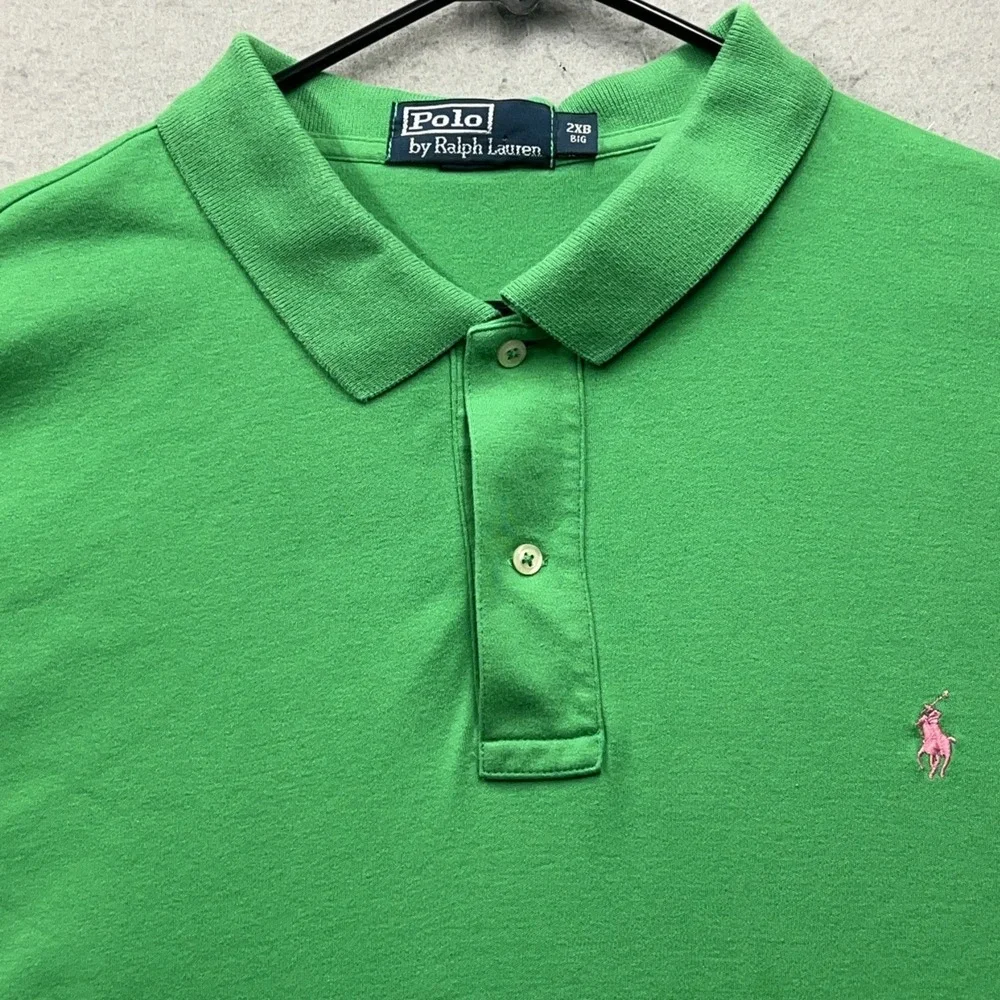 Polo Ralph Lauren Polo Shirt 2XB Green Pink Pony Big Tall